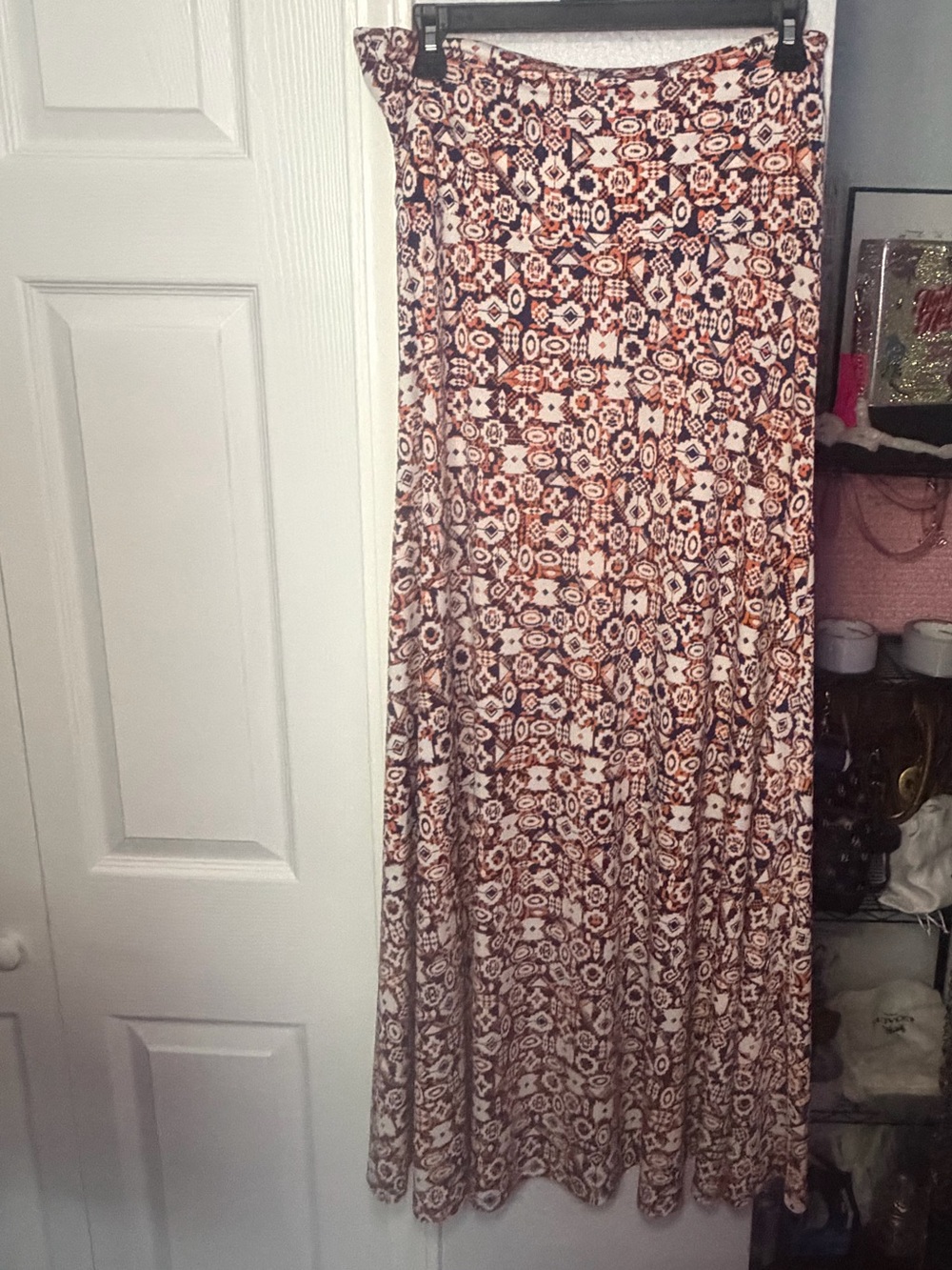 LuLaRoe Rust and Cream Printed Maxi Skirt